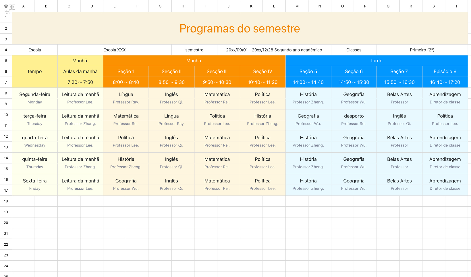 Programa do semestre 2